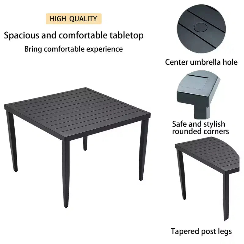 Table carrée en aluminium léger pour pelouse, jardin,