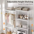 Organisateur réglable 28 au-dessus laveuse-sécheuse, étagère de rangement à 5 niveaux pour buanderie, double étagères en bois, unité d'étagères peu encombrante pour salle de bain, buanderie