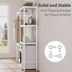 Organisateur réglable 28 au-dessus laveuse-sécheuse, étagère de rangement à 5 niveaux pour buanderie, double étagères en bois, unité d'étagères peu encombrante pour salle de bain, buanderie